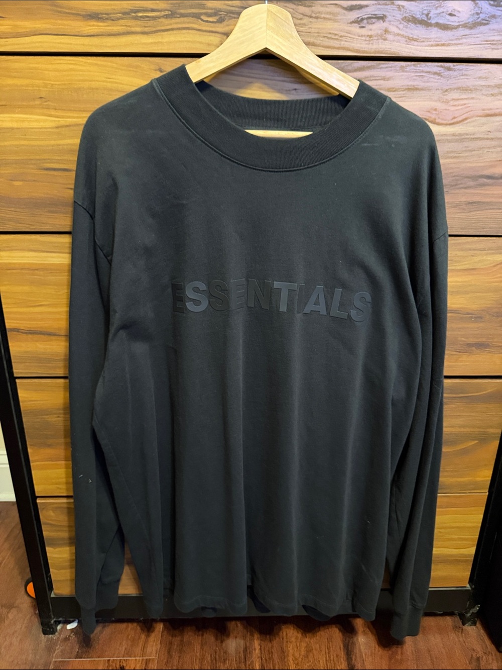 Essentials Black Tonal Logo Long Sleeve Shirt